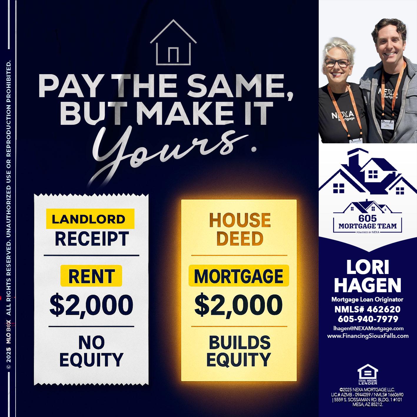 pay the same - Lori Hagen & Tony Bartholomaus -Mortgage Brokers