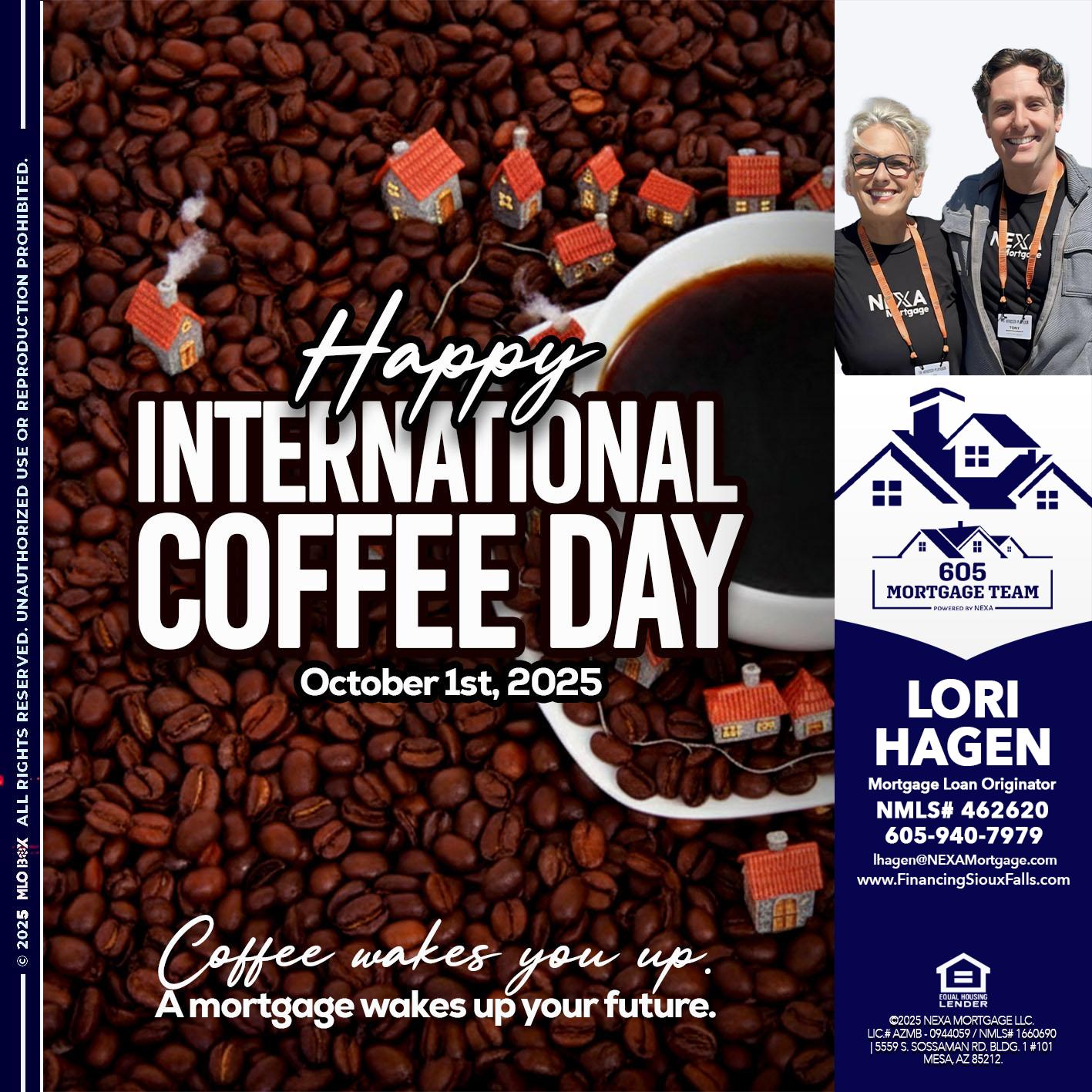 INTERNATIONAL COFFEE DAY - Lori Hagen & Tony Bartholomaus -Mortgage Brokers