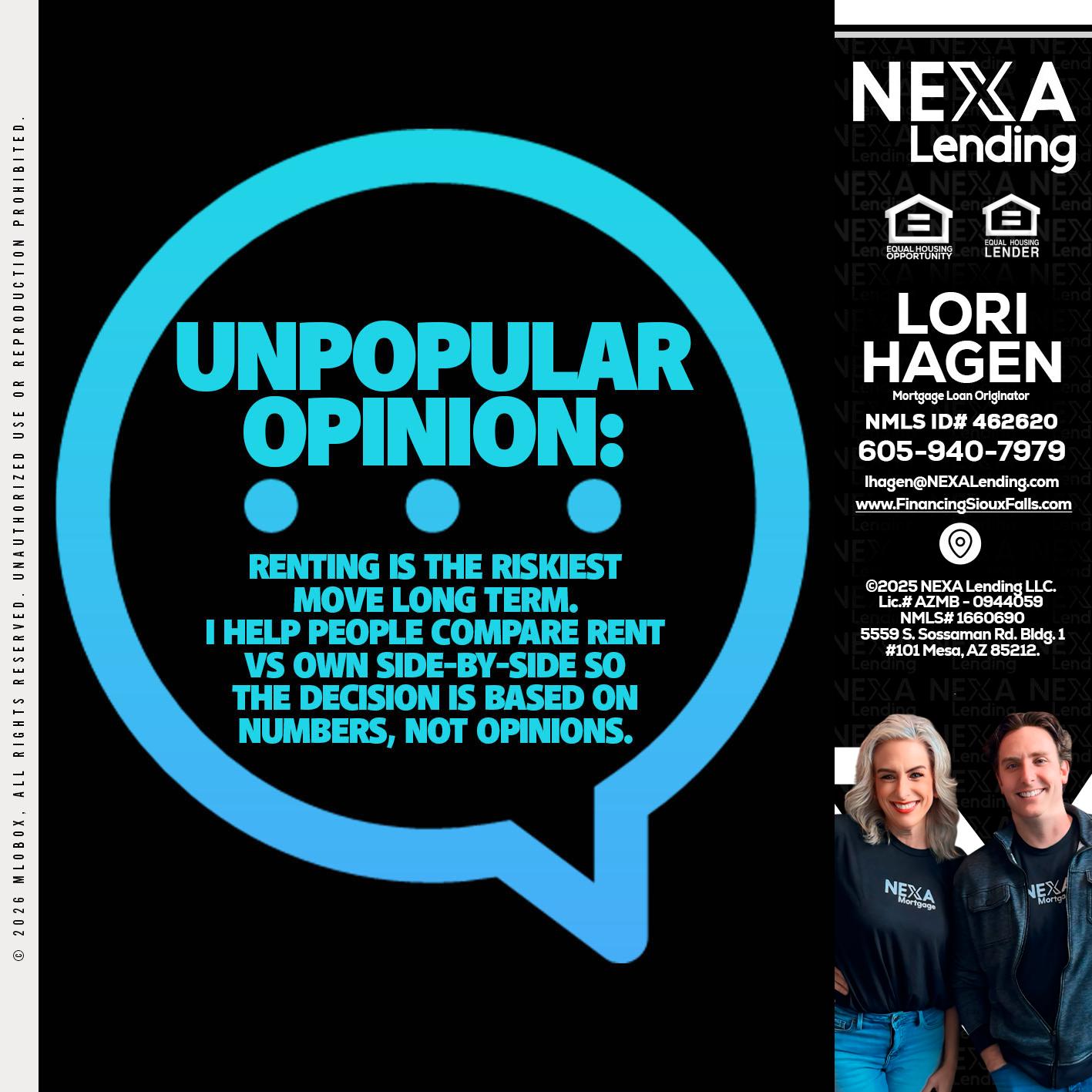 unpopular opinion - Lori Hagen & Tony Bartholomaus -Mortgage Brokers