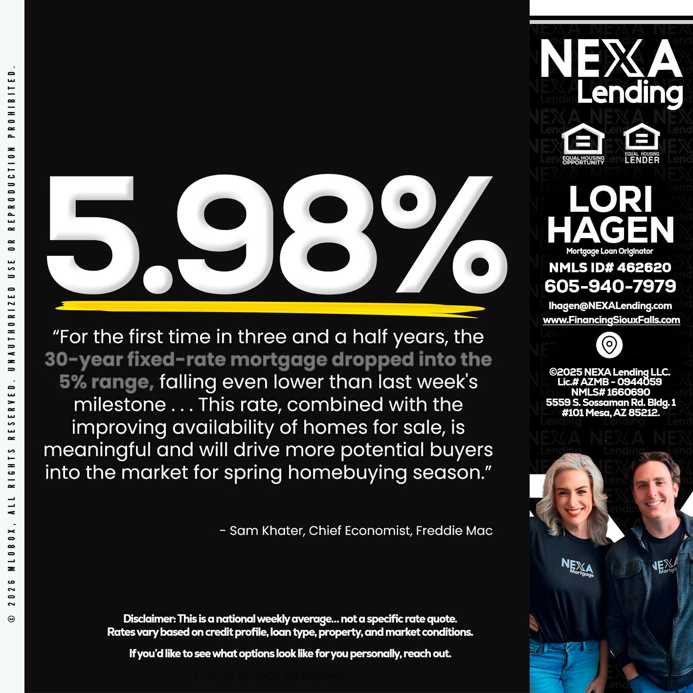 5.98% - Lori Hagen & Tony Bartholomaus -Mortgage Brokers