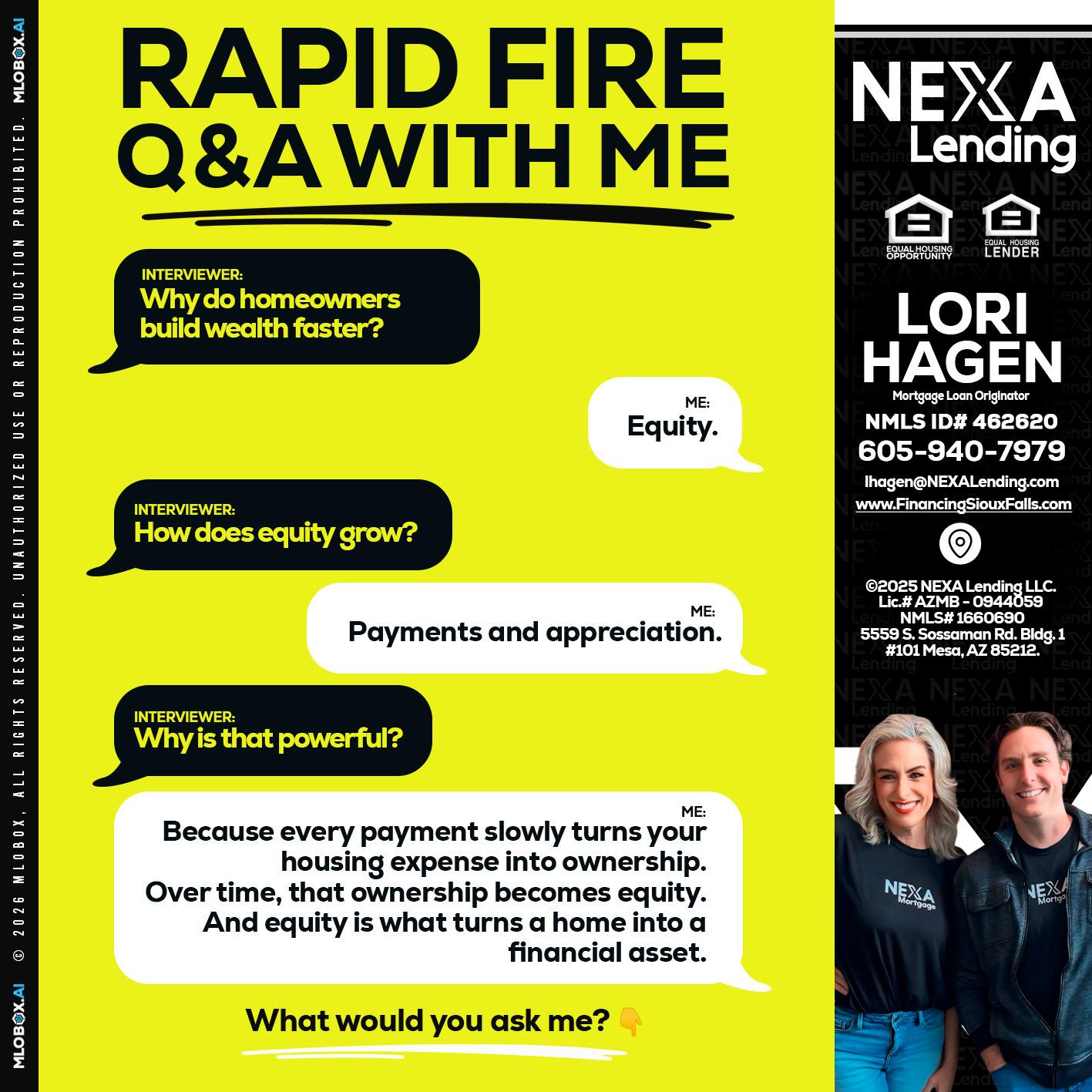 RAPID FIRE Q&A - Lori Hagen & Tony Bartholomaus -Mortgage Brokers
