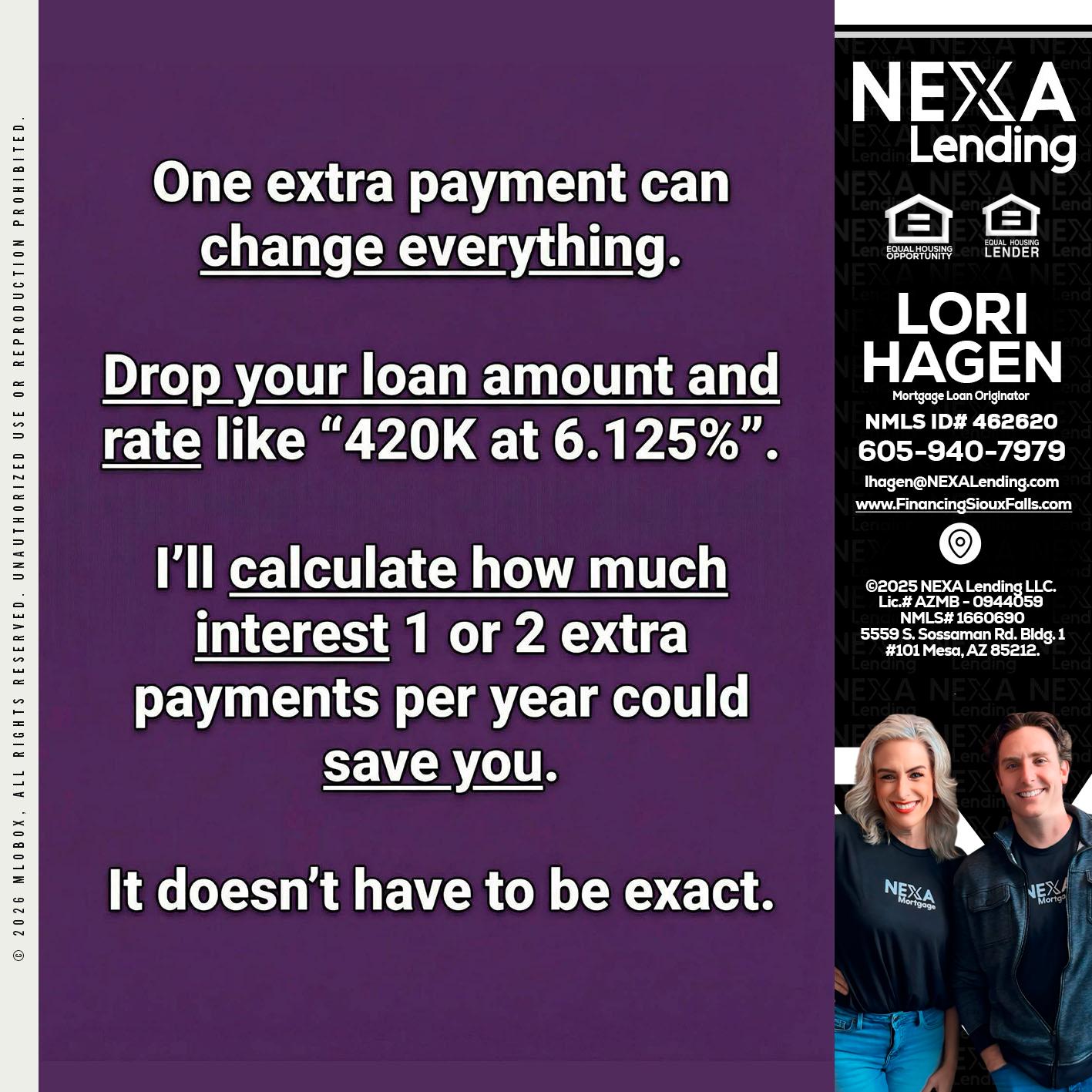 ONE EXTRA - Lori Hagen & Tony Bartholomaus -Mortgage Brokers