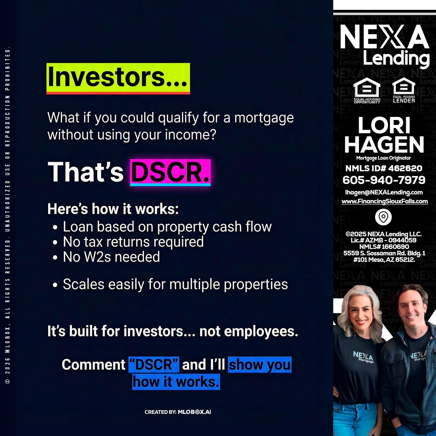 INVESTORS - Lori Hagen & Tony Bartholomaus -Mortgage Brokers