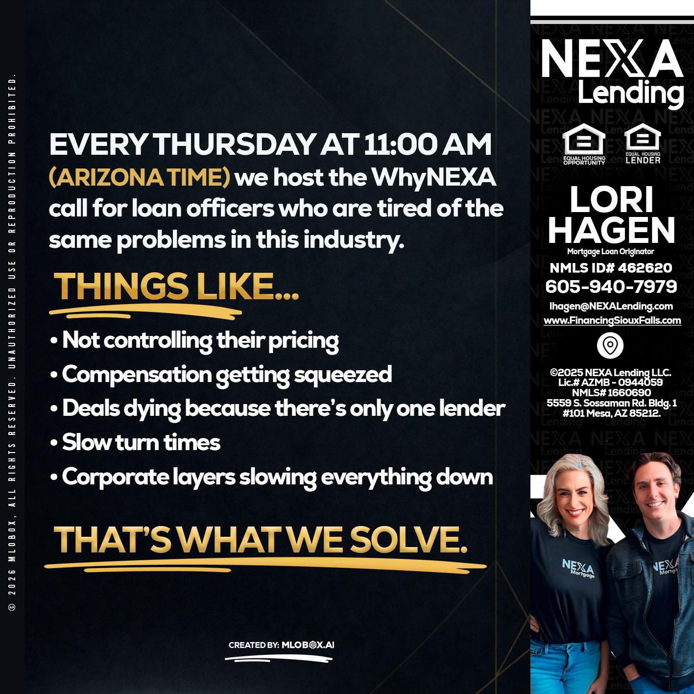 every Thursday - Lori Hagen & Tony Bartholomaus -Mortgage Brokers