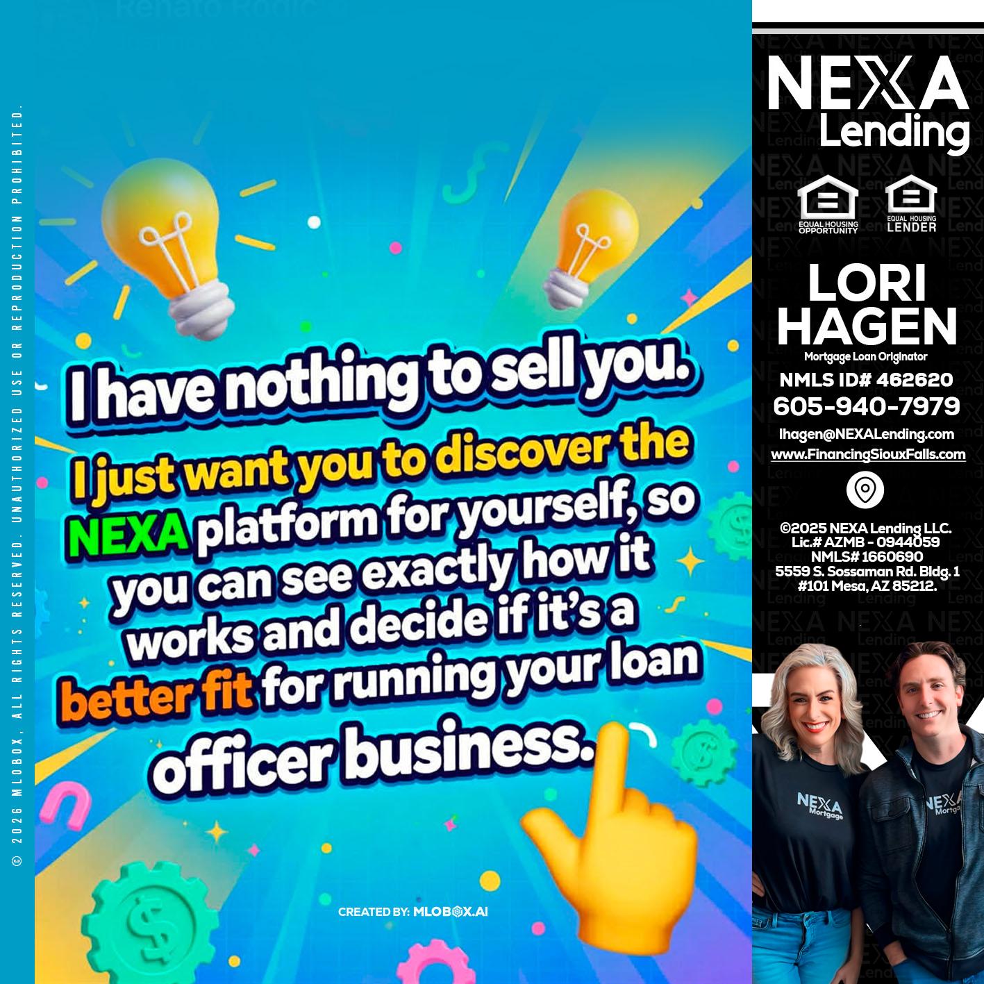 I HAVE NOTHING - Lori Hagen & Tony Bartholomaus -Mortgage Brokers