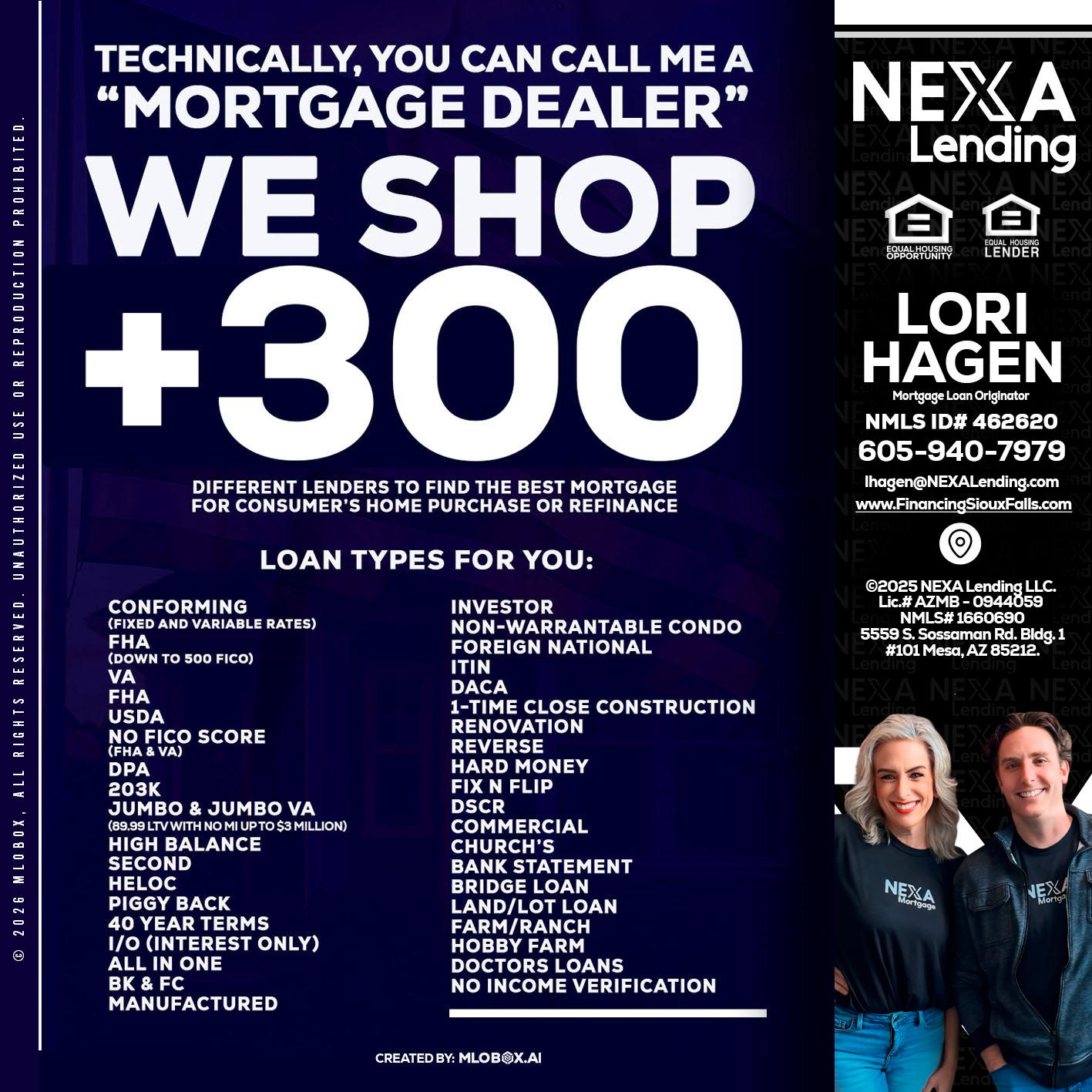 300+ LENDERS - Lori Hagen & Tony Bartholomaus -Mortgage Brokers