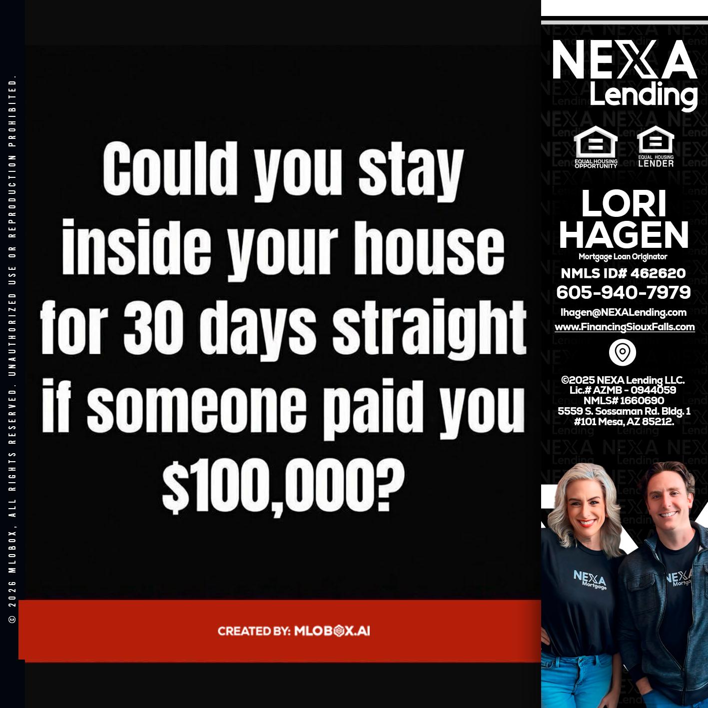 COULD YOU STAY - Lori Hagen & Tony Bartholomaus -Mortgage Brokers