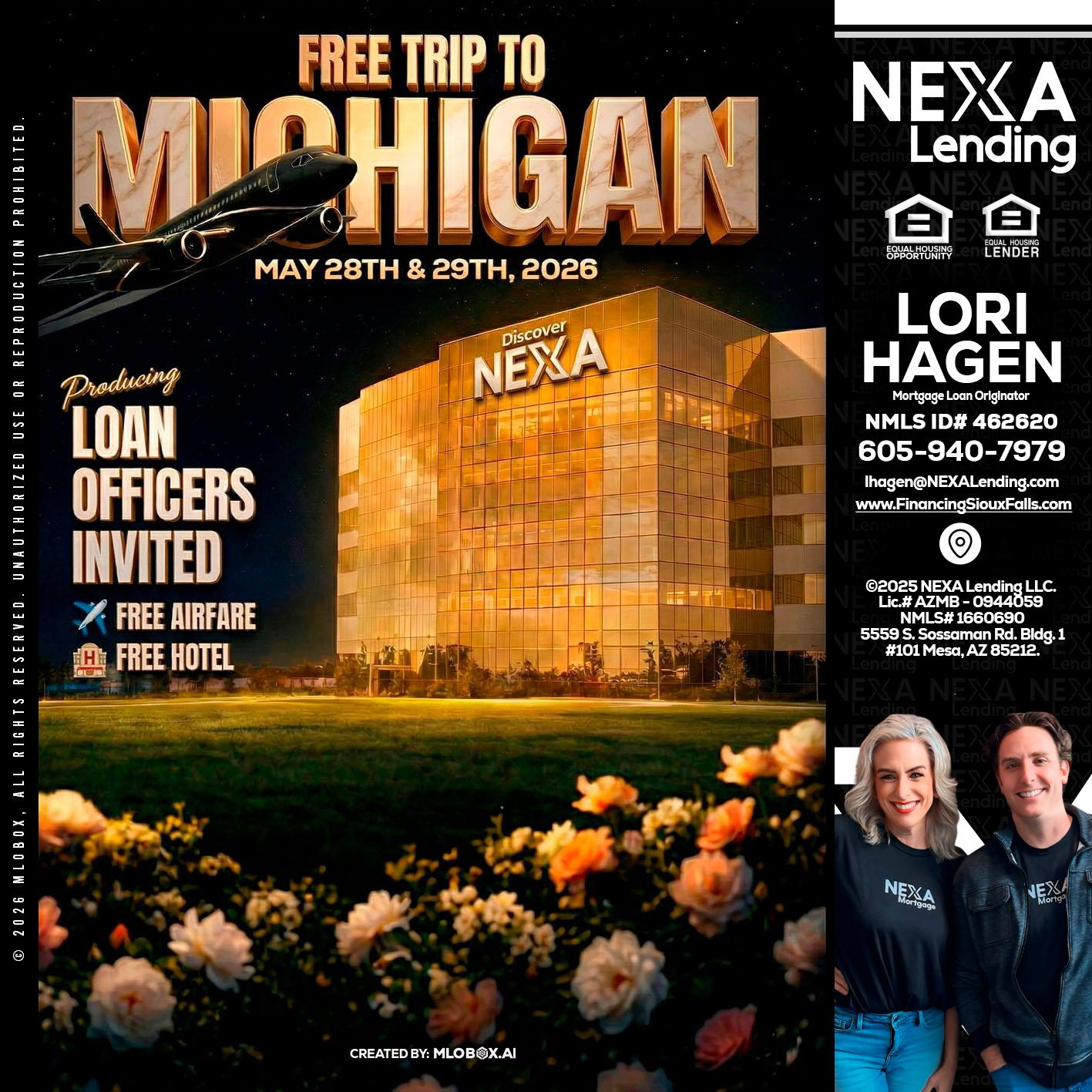 FREE TRIP TO MICHIGAN - Lori Hagen & Tony Bartholomaus -Mortgage Brokers