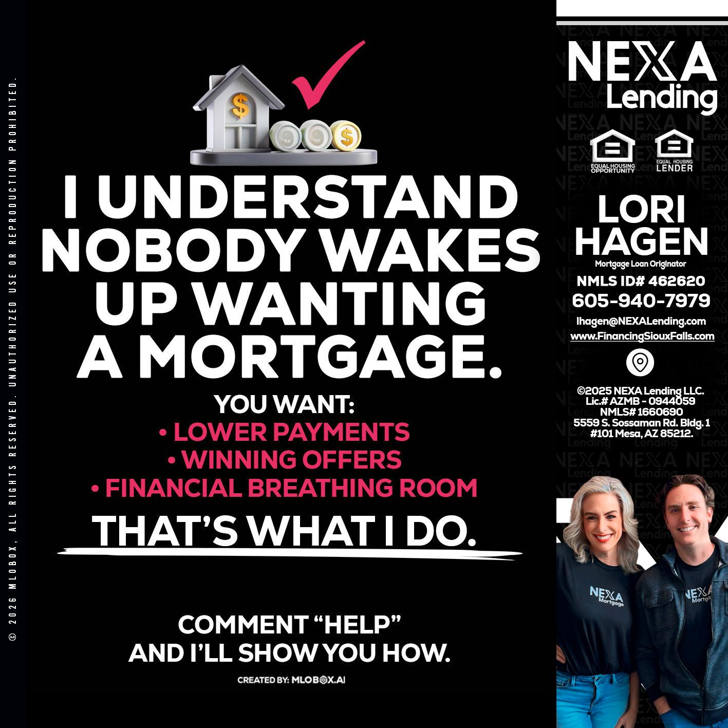 I UNDERSTAND - Lori Hagen & Tony Bartholomaus -Mortgage Brokers