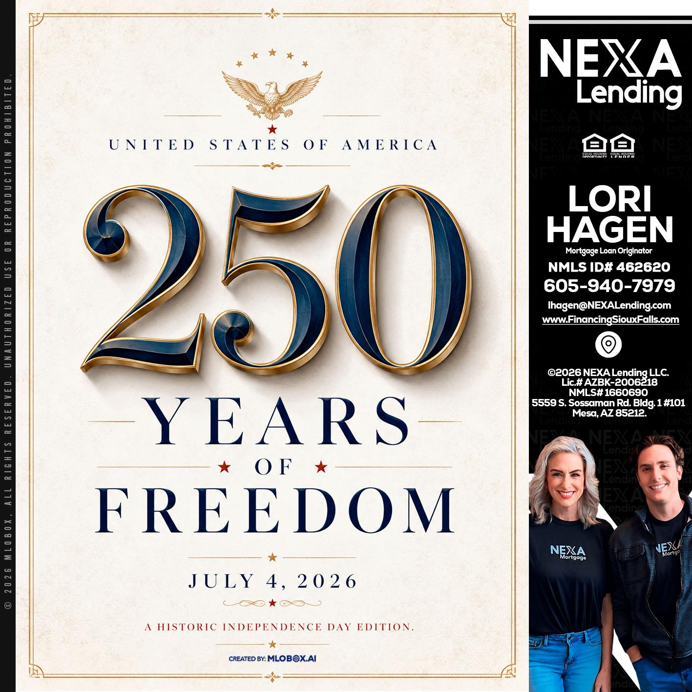250 YEARS - Lori Hagen & Tony Bartholomaus -Mortgage Brokers