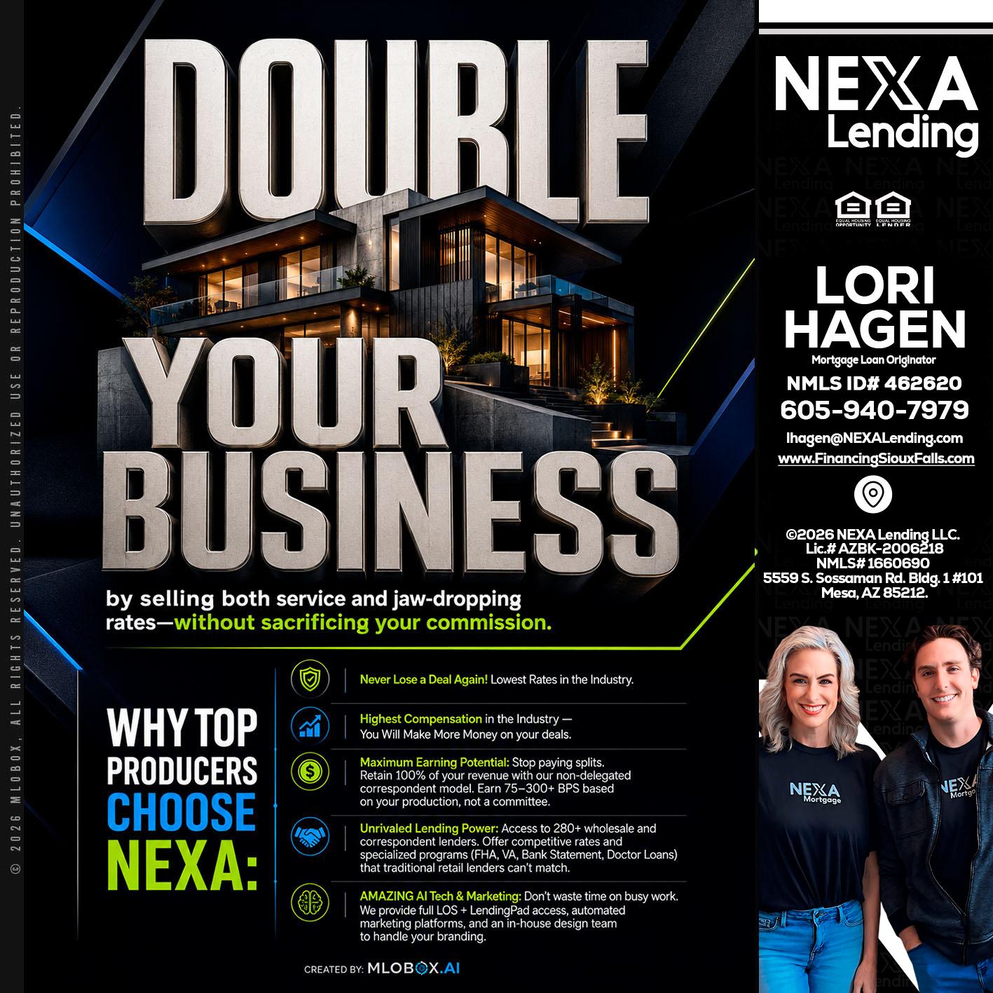 DOUBLE YOUR BUSINESS - Lori Hagen & Tony Bartholomaus -Mortgage Brokers