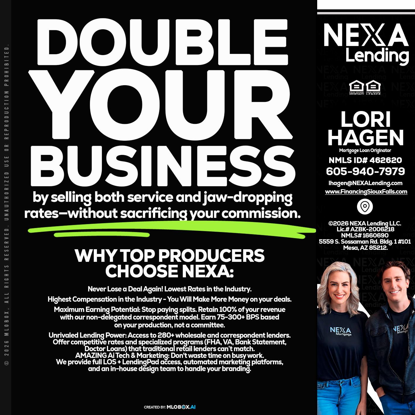 DOUBLE YOUR BUSINESS - Lori Hagen & Tony Bartholomaus -Mortgage Brokers
