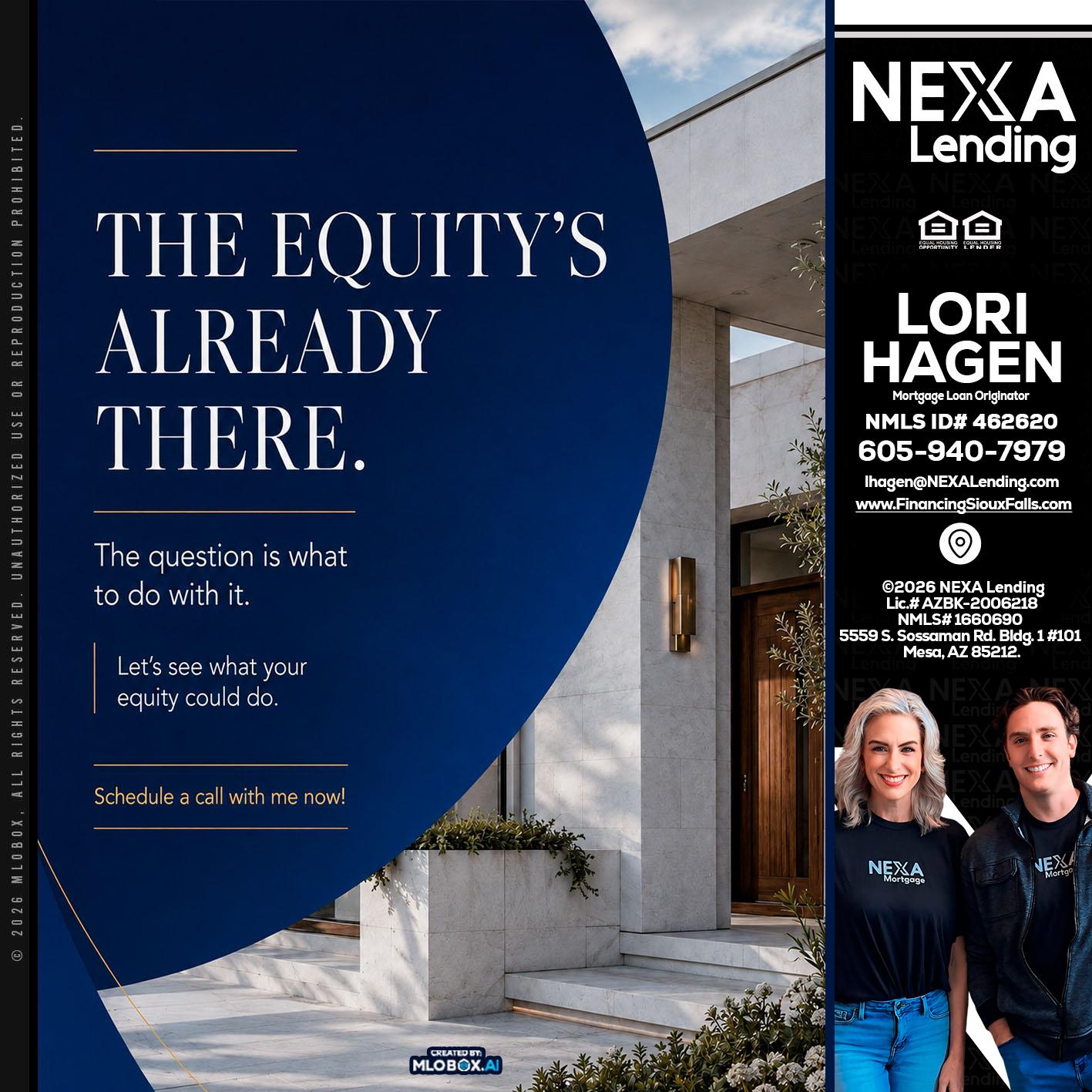the equity's - Lori Hagen & Tony Bartholomaus -Mortgage Brokers