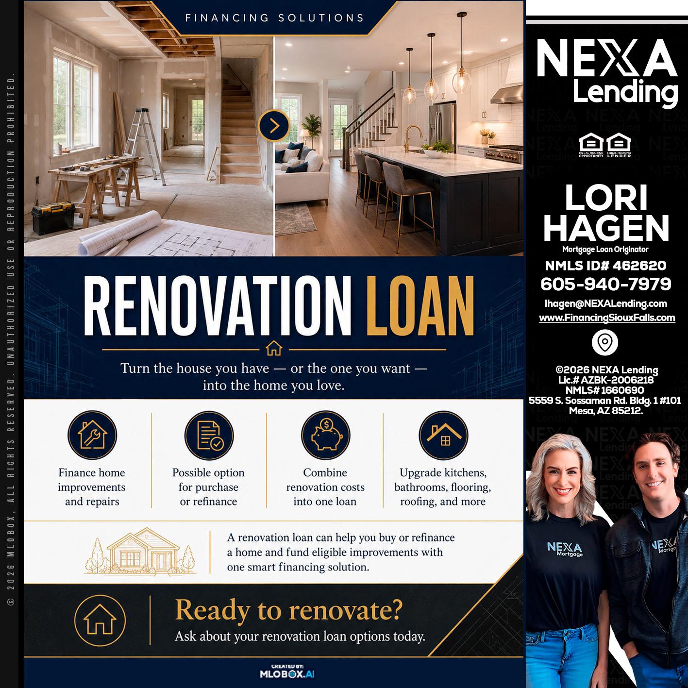RENOVATION LOAN - Lori Hagen & Tony Bartholomaus -Mortgage Brokers