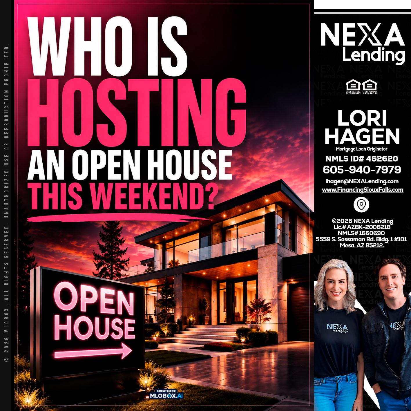 who's is hosting - Lori Hagen & Tony Bartholomaus -Mortgage Brokers