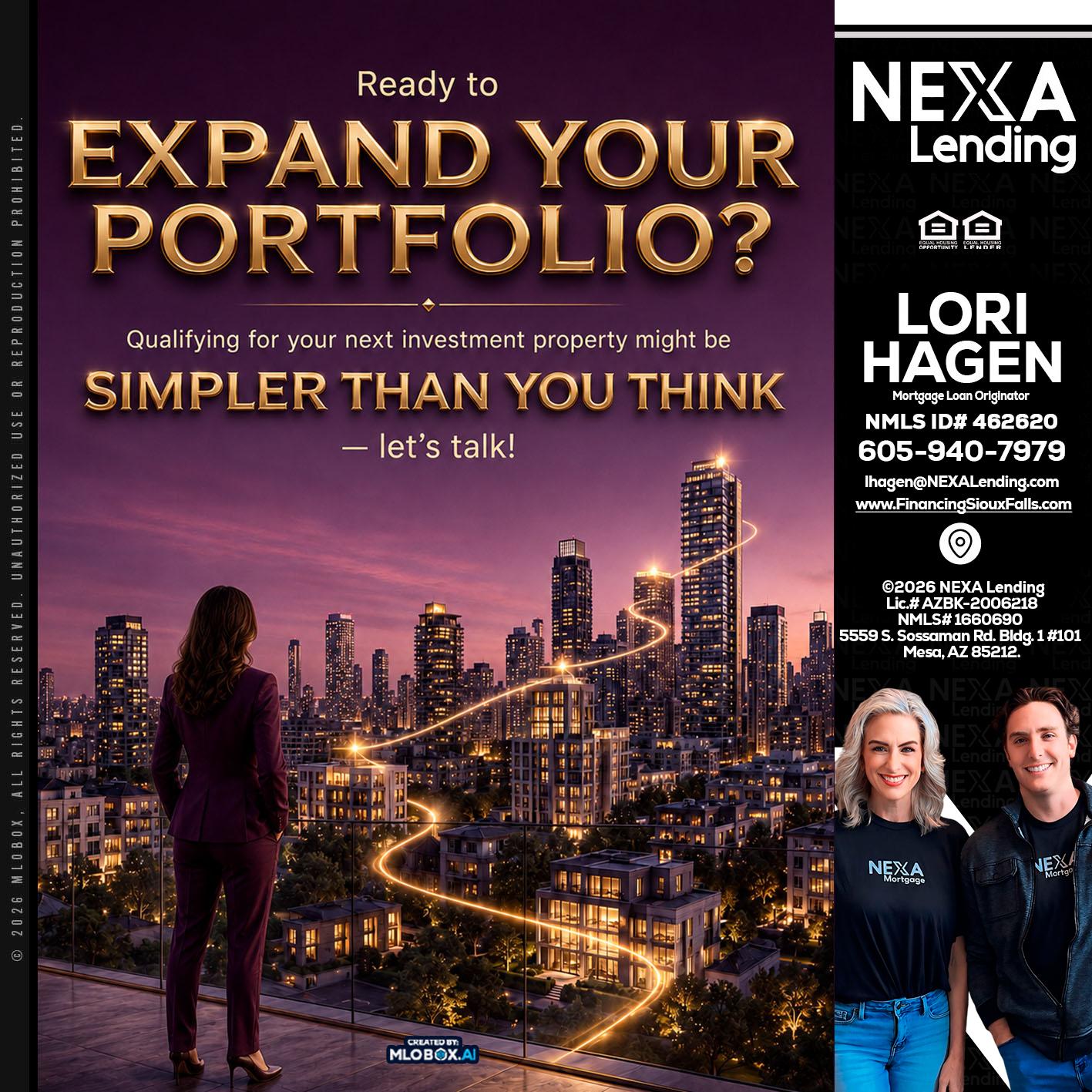 EXPAND YOUR PORTFOLIO - Lori Hagen & Tony Bartholomaus -Mortgage Brokers