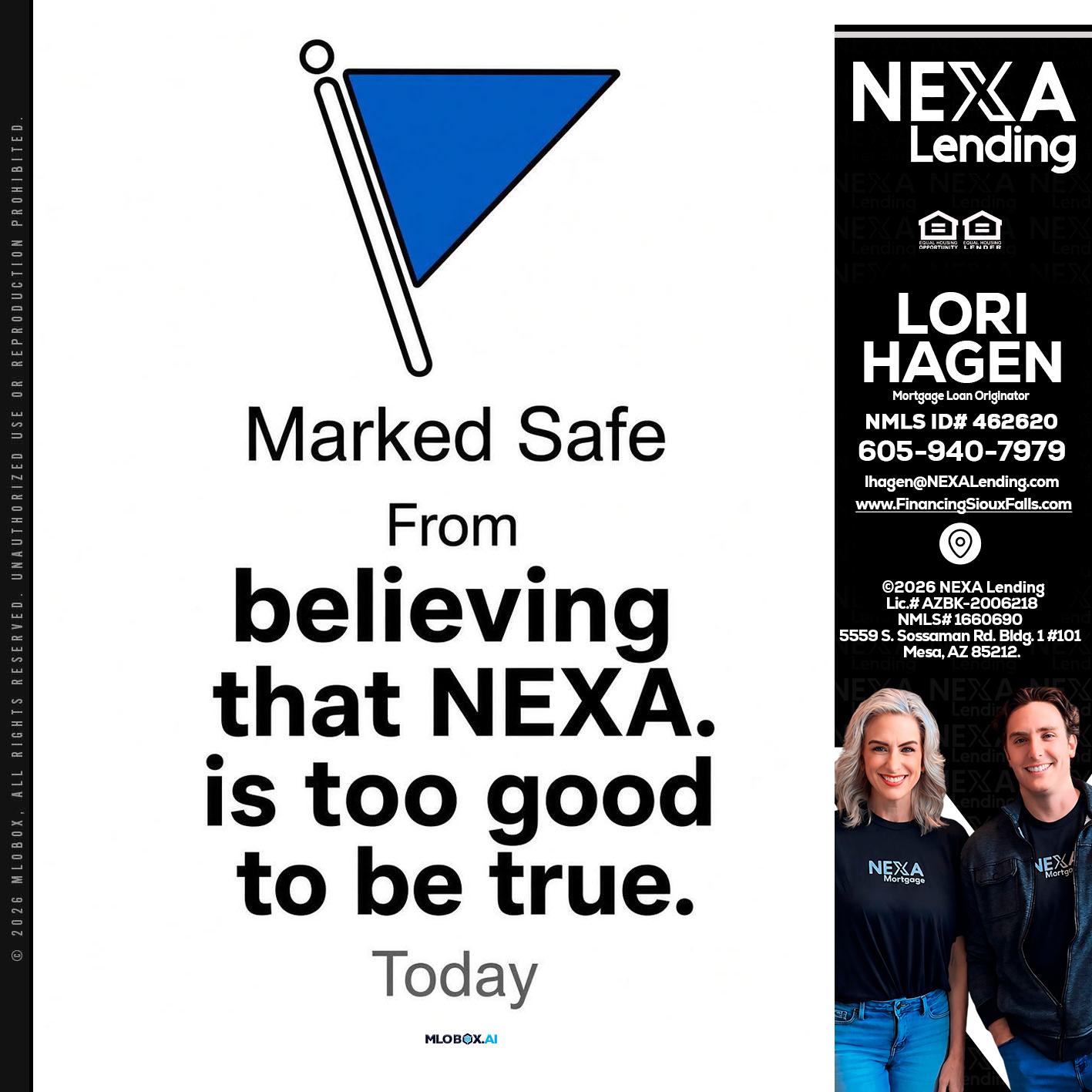 MARKED SAFE - Lori Hagen & Tony Bartholomaus -Mortgage Brokers