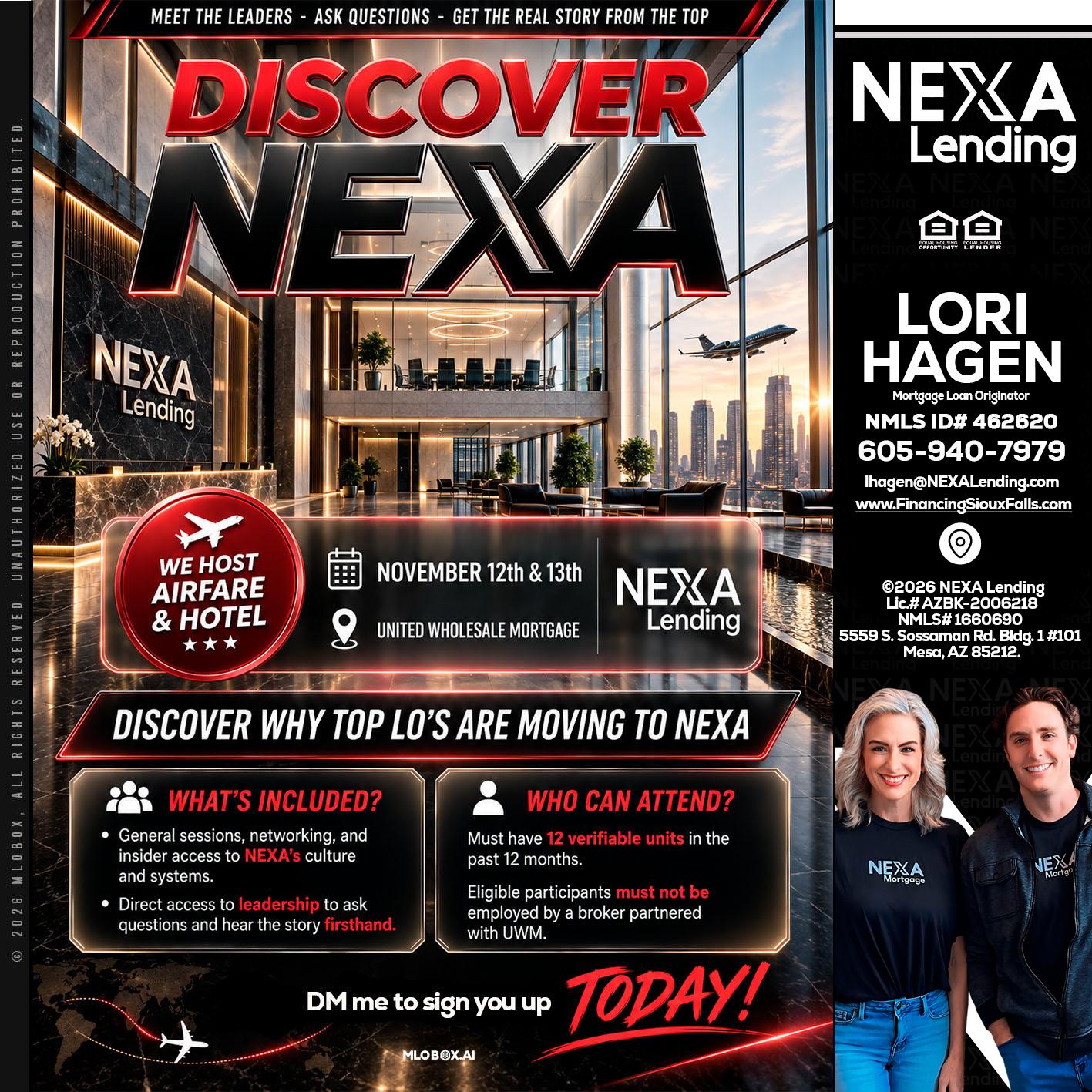 DISCOVER NEXA - Lori Hagen & Tony Bartholomaus -Mortgage Brokers