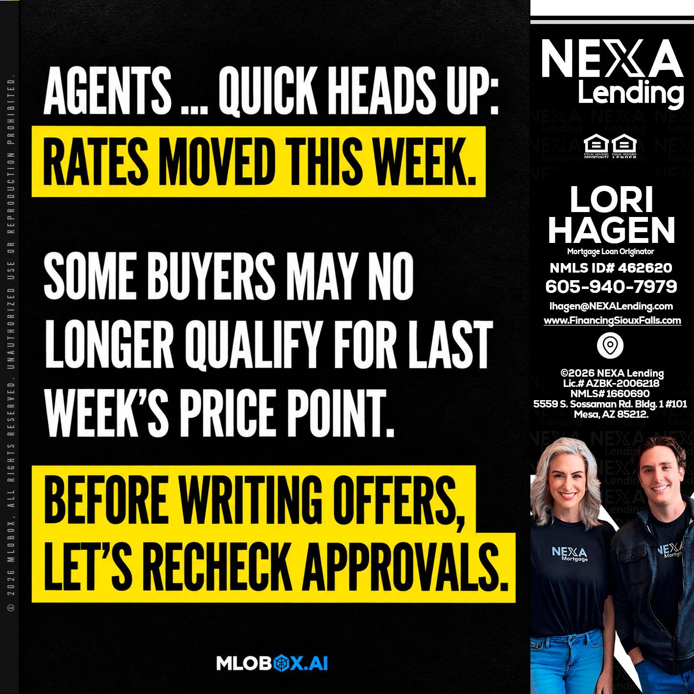 AGENTS QUICK - Lori Hagen & Tony Bartholomaus -Mortgage Brokers