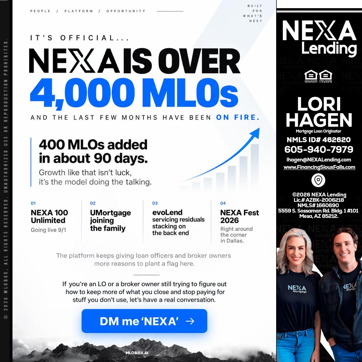 NEXA IS OVER 4000 MLOs - Lori Hagen & Tony Bartholomaus -Mortgage Brokers