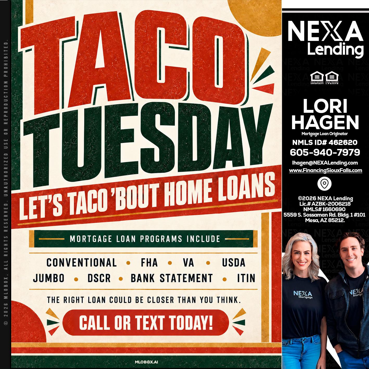 TACO TUESDAY - Lori Hagen & Tony Bartholomaus -Mortgage Brokers