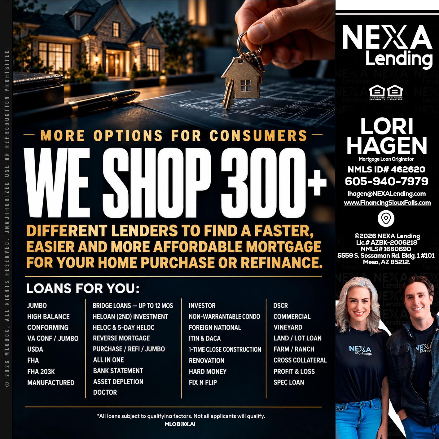 WE SHOP 300+ - Lori Hagen & Tony Bartholomaus -Mortgage Brokers