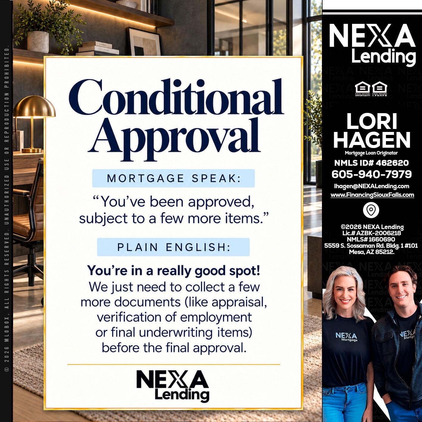 CONDITIONAL APROVAL - Lori Hagen & Tony Bartholomaus -Mortgage Brokers