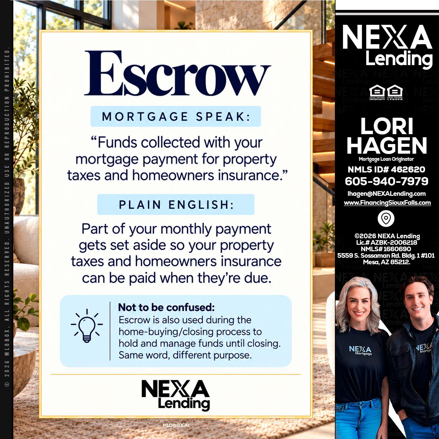 ESCROW - Lori Hagen & Tony Bartholomaus -Mortgage Brokers