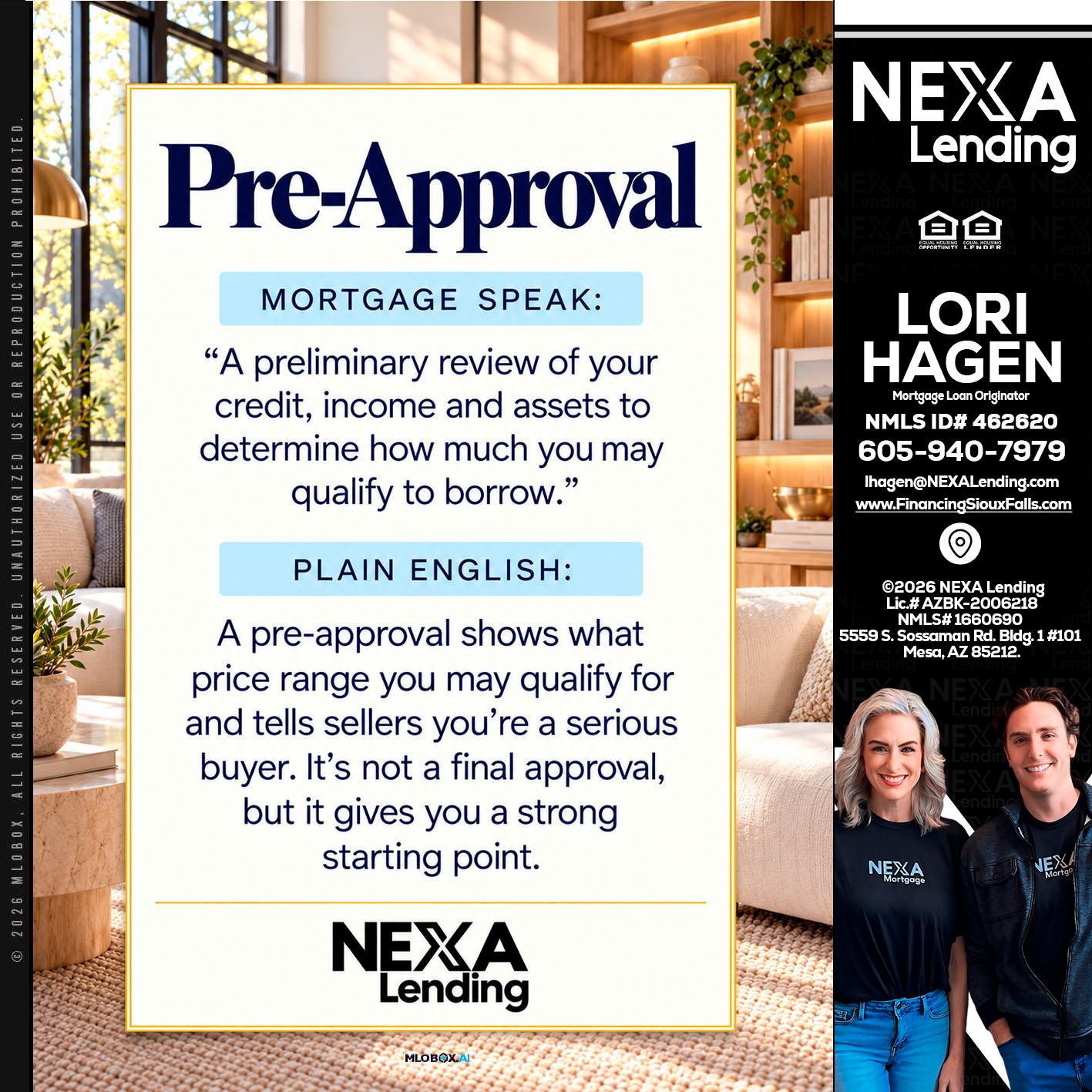 PREAPROVAL - Lori Hagen & Tony Bartholomaus -Mortgage Brokers